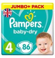 Pampers Baby Dry Size 4 (Jumbo+ Pack 86 Nappies)